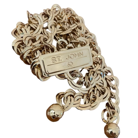 St John Vintage Gold Curb Chain Adjustable Logo Belt - Picture 3 of 15